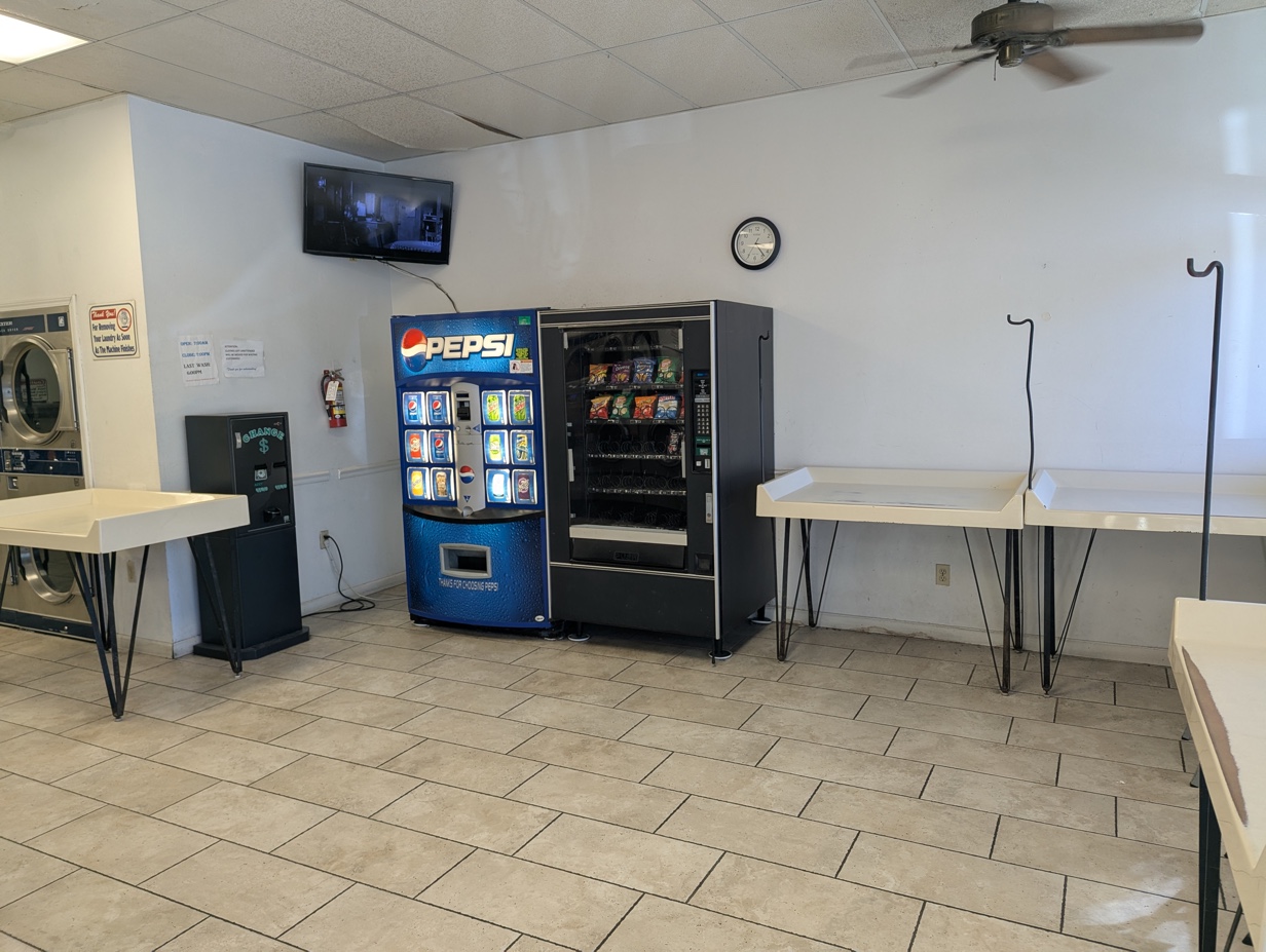 Vending machines, TV and change machine